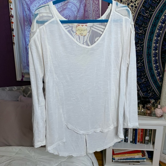 Free People White Long Sleeve w/ Lace Back - Picture 2 of 3